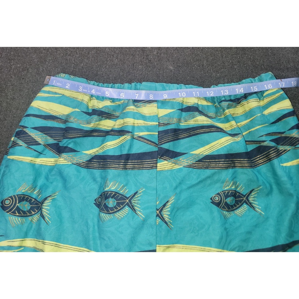 Vintage 50s 60s‎ Tropical Fish Print Set Skirt Blouse Jacket Blue Funky Volup XL - Picture 9 of 16